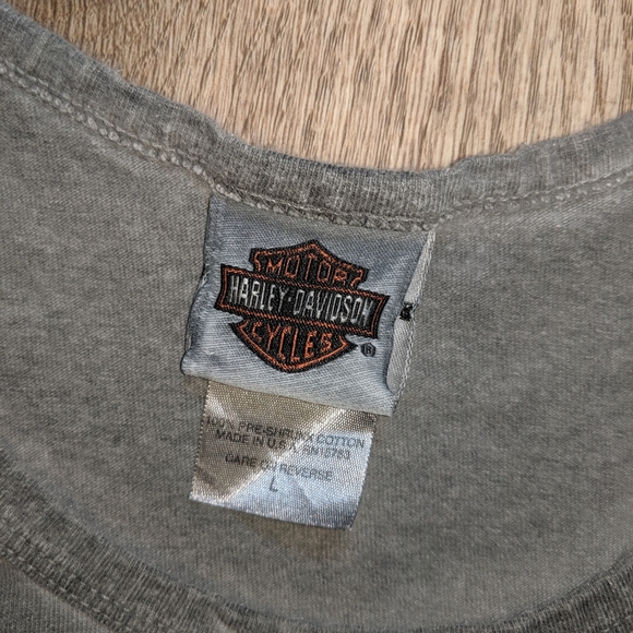 Harley Davidson Distressed Cropped Raw size Large - Picture 3 of 6